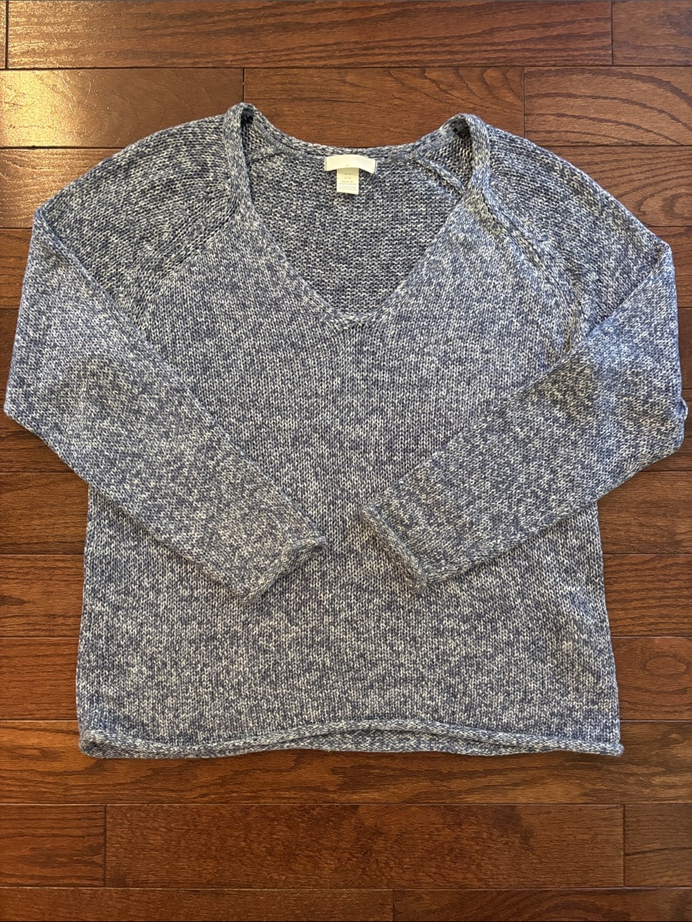 H&M Marled Light Blue V-Neck shaker Sweater